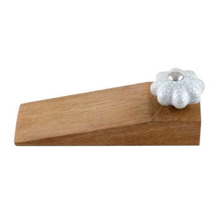 2 Pieces Steel Grey Ceramic Crackle Wooden Door Stopper